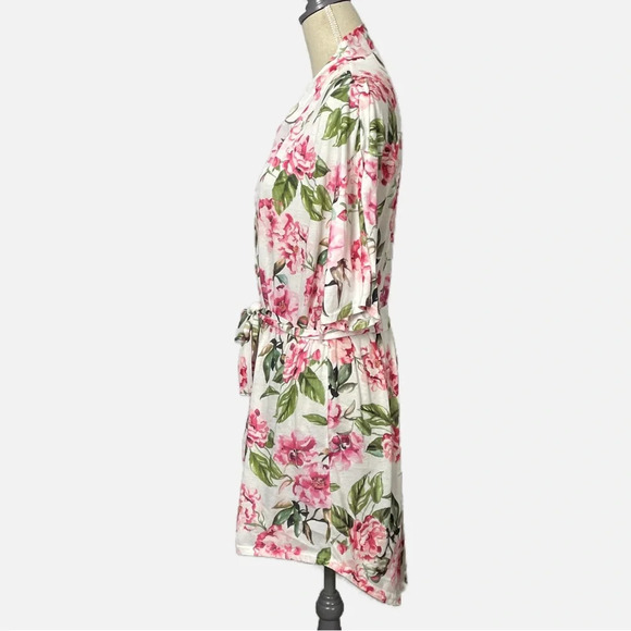 Show me Your Mumu Brie Robe Garden of Blooms Size OS White Pink Green Belt - Picture 8 of 12